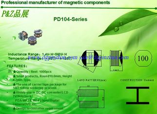 Китай PD104 Series 1.4μH~560μH SMD Unshield Power Inductors Round Size поставщик